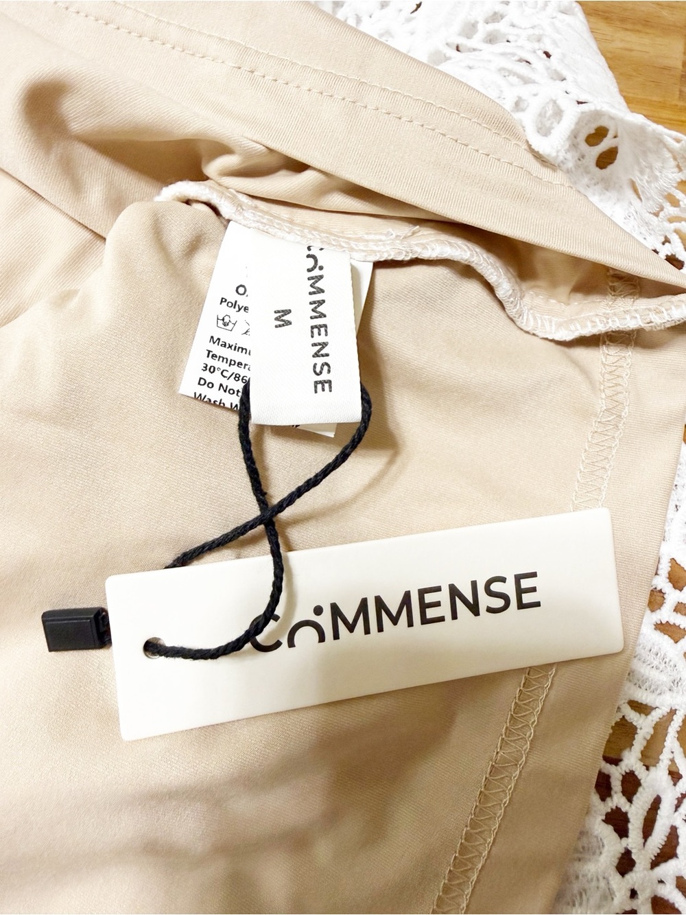 Commense Semi-Sheer Double Layer Lace Cami Dress White Lace Up Back MIDI NEW - Picture 6 of 9